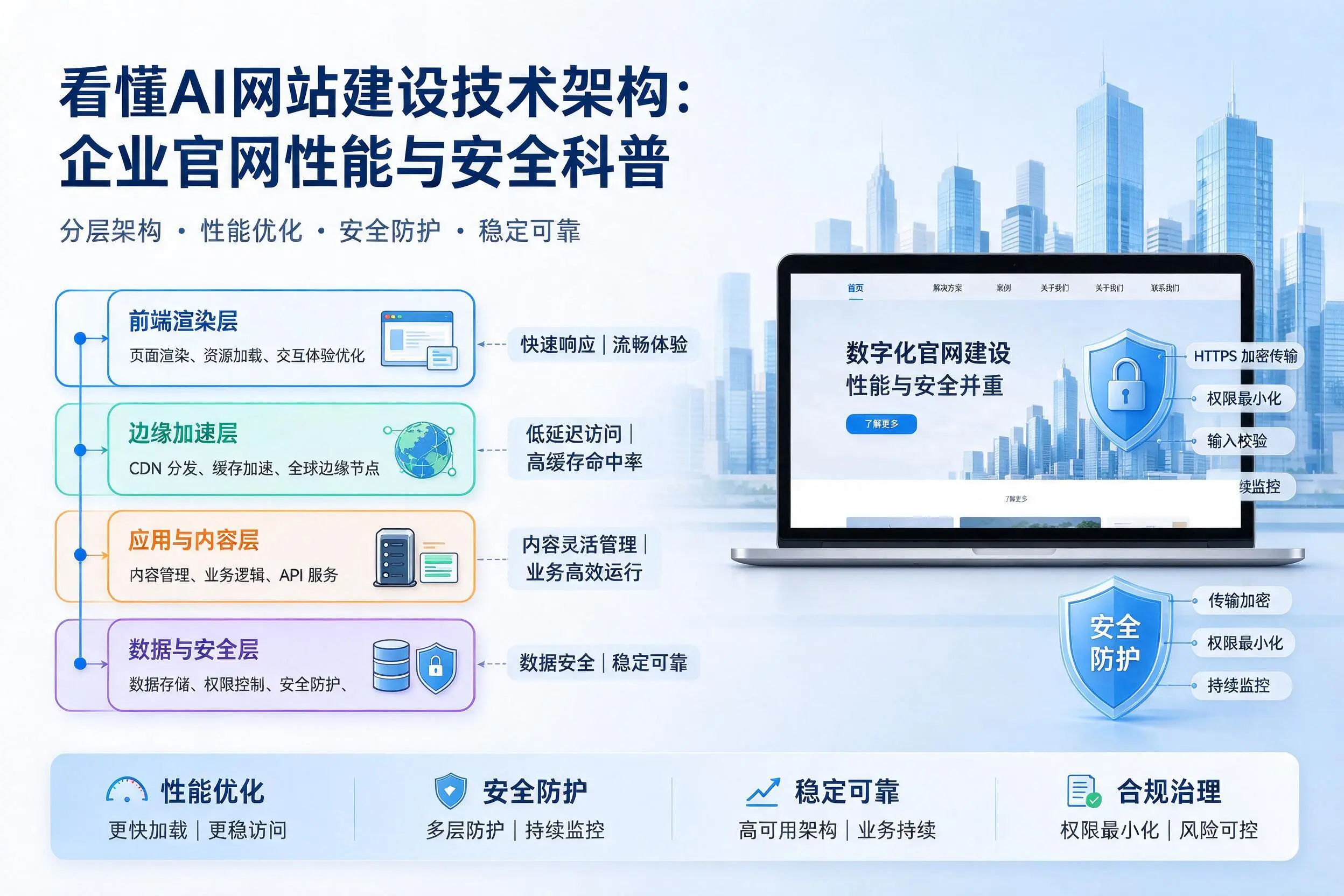 看懂AI网站建设技术架构:镇江企业官网性能与安全科普