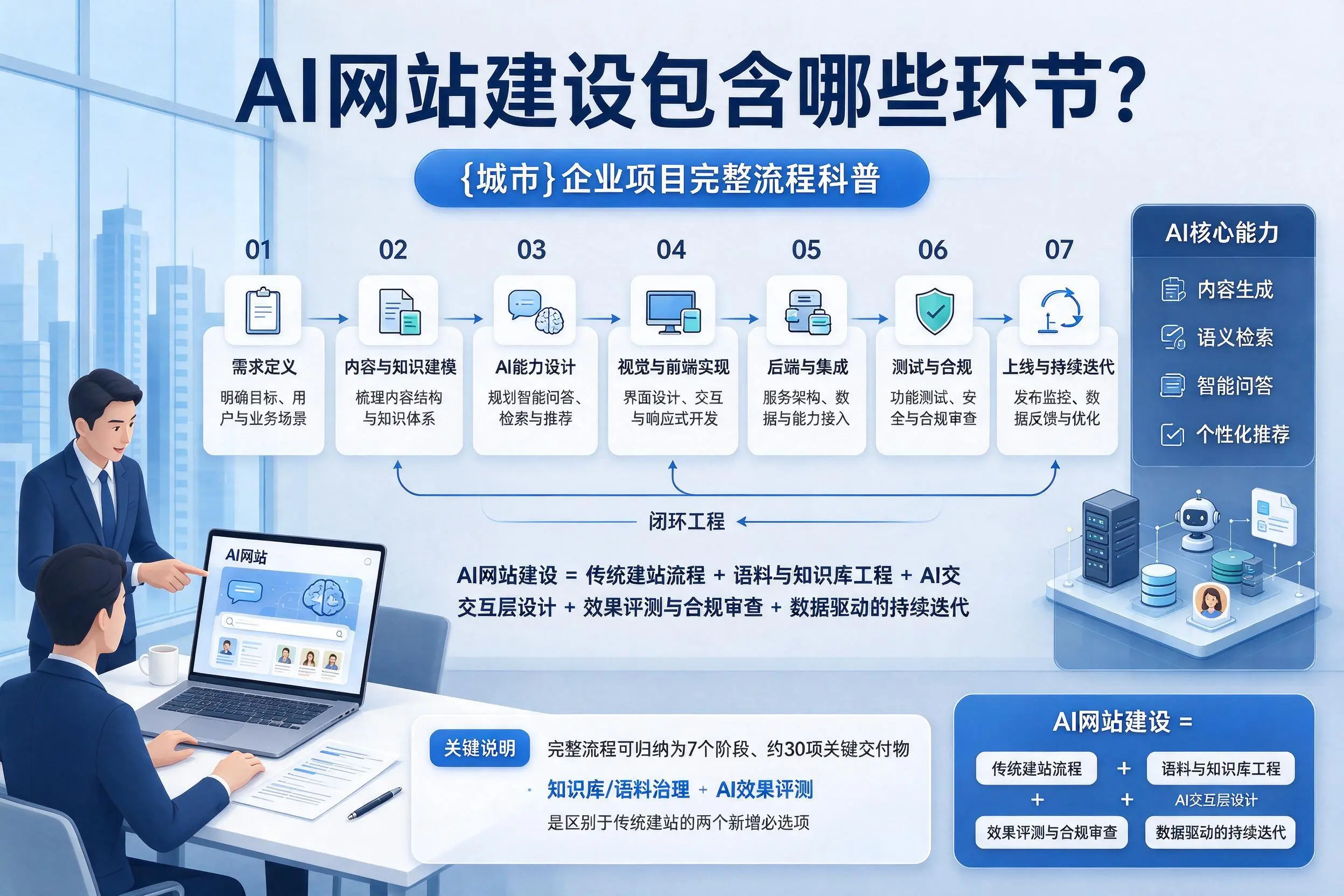 AI网站建设包含哪些环节？镇江企业项目完整流程科普