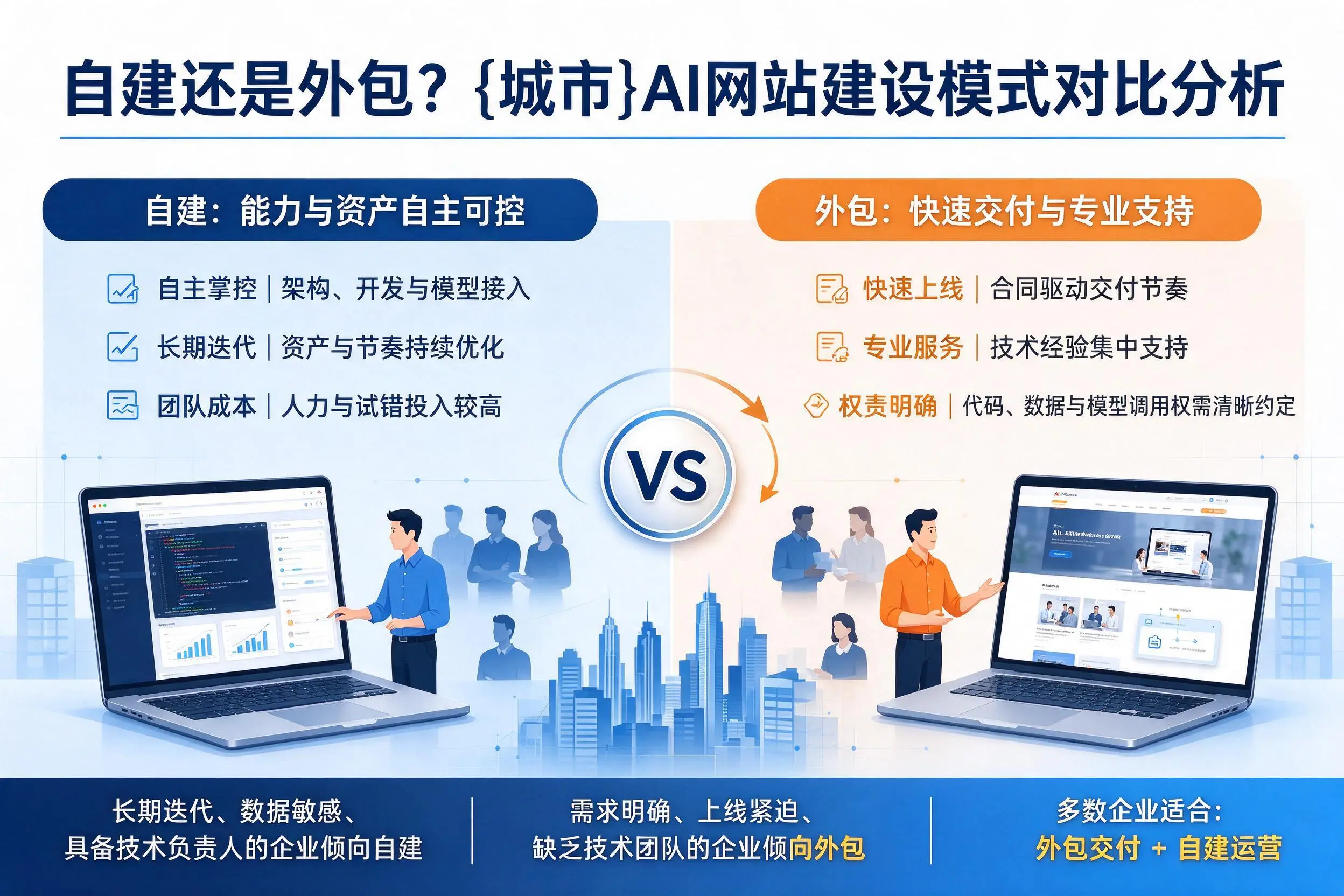 自建还是外包?镇江AI网站建设模式对比分析