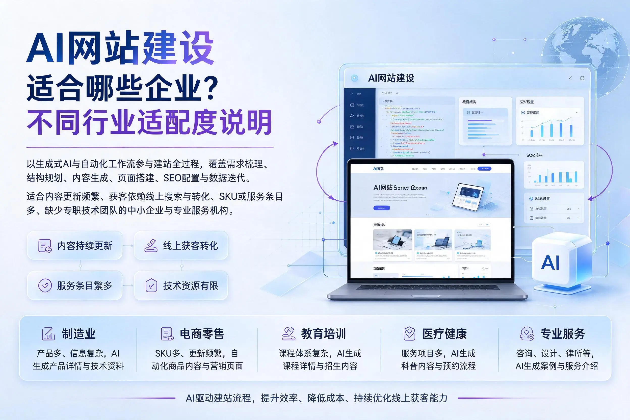 AI网站建设适合哪些企业？镇江不同行业适配度说明